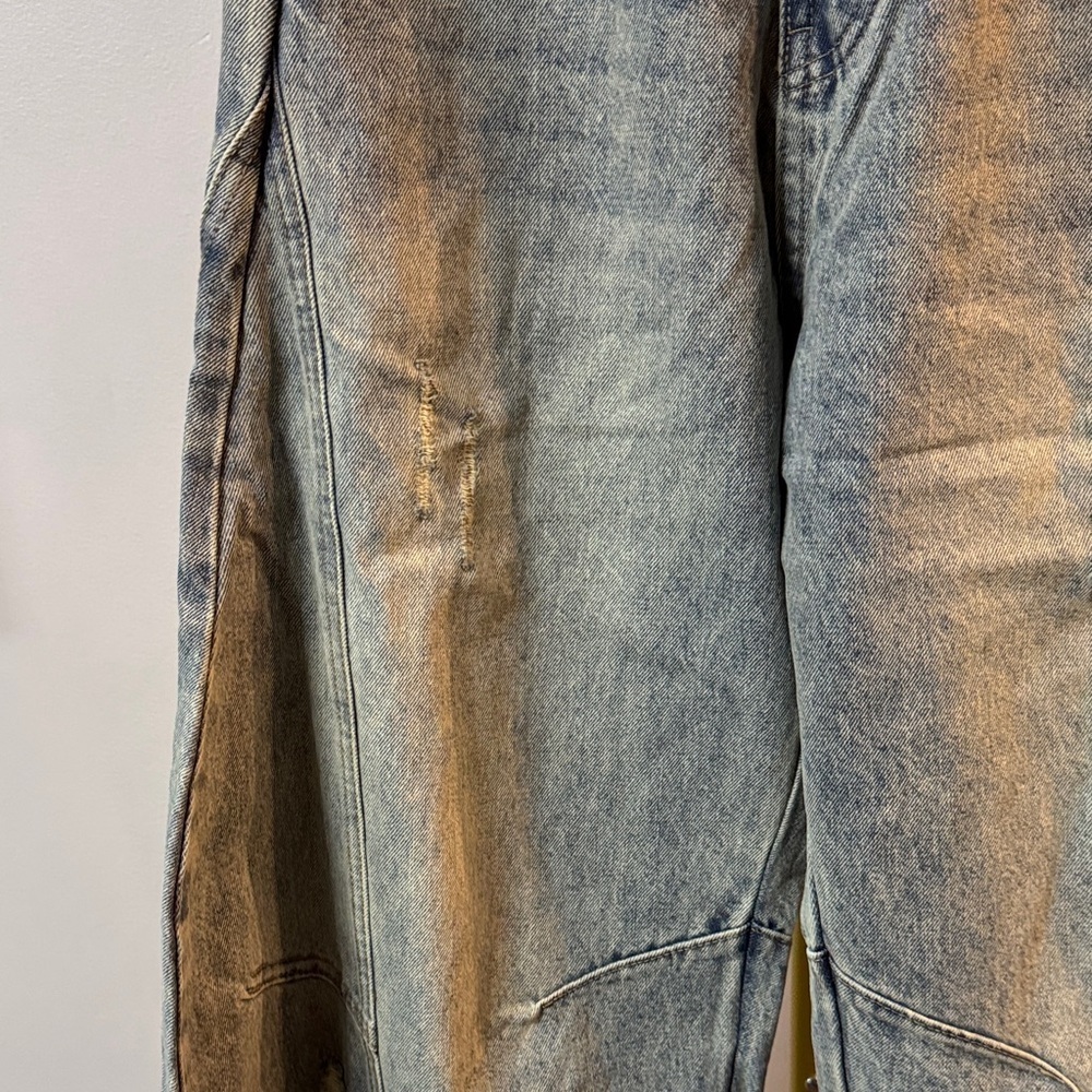 Whoowap wide leg distressed light wash Jeans in Light Blue NWT 26 - Picture 5 of 15